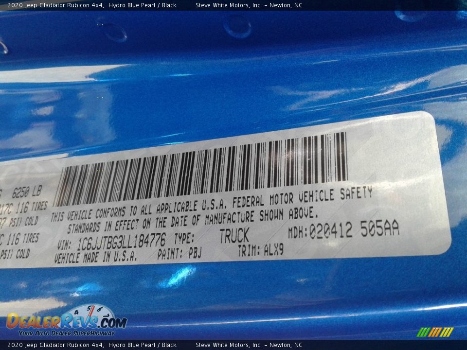 2020 Jeep Gladiator Rubicon 4x4 Hydro Blue Pearl / Black Photo #32