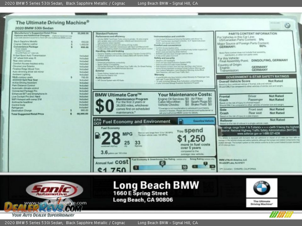 2020 BMW 5 Series 530i Sedan Black Sapphire Metallic / Cognac Photo #10