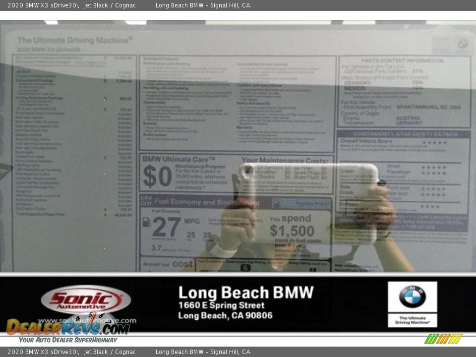 2020 BMW X3 sDrive30i Jet Black / Cognac Photo #10