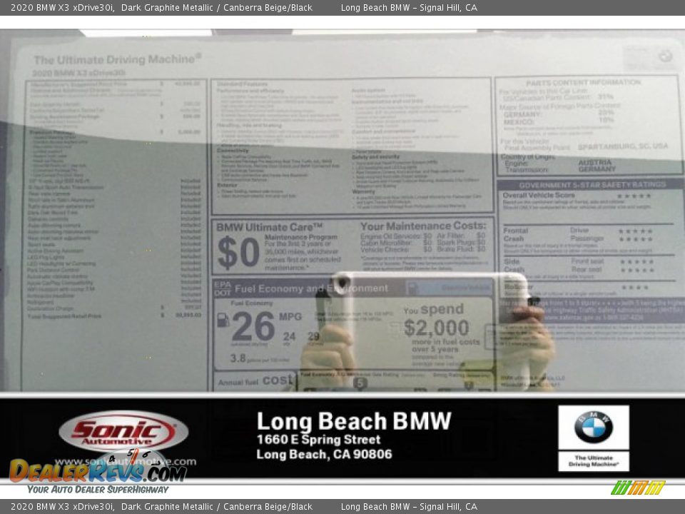 2020 BMW X3 xDrive30i Dark Graphite Metallic / Canberra Beige/Black Photo #10