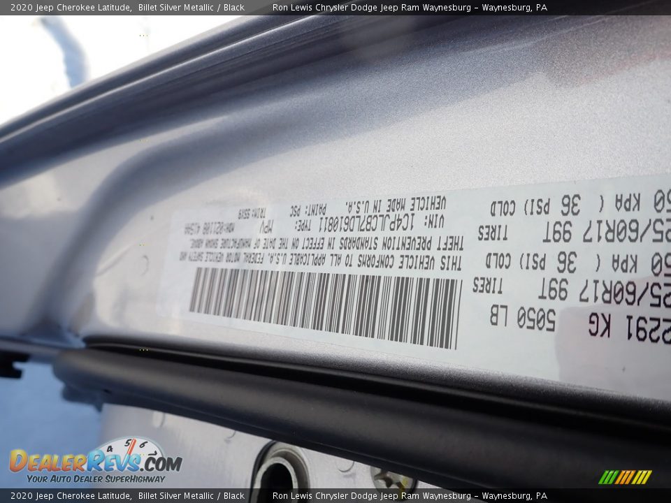 2020 Jeep Cherokee Latitude Billet Silver Metallic / Black Photo #14