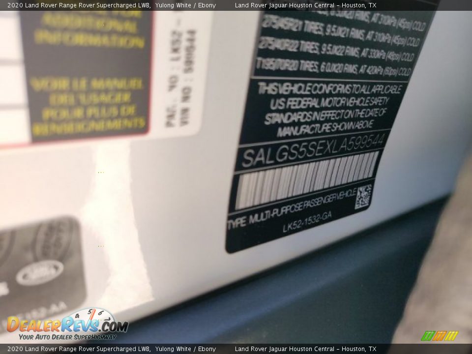 2020 Land Rover Range Rover Supercharged LWB Yulong White / Ebony Photo #30