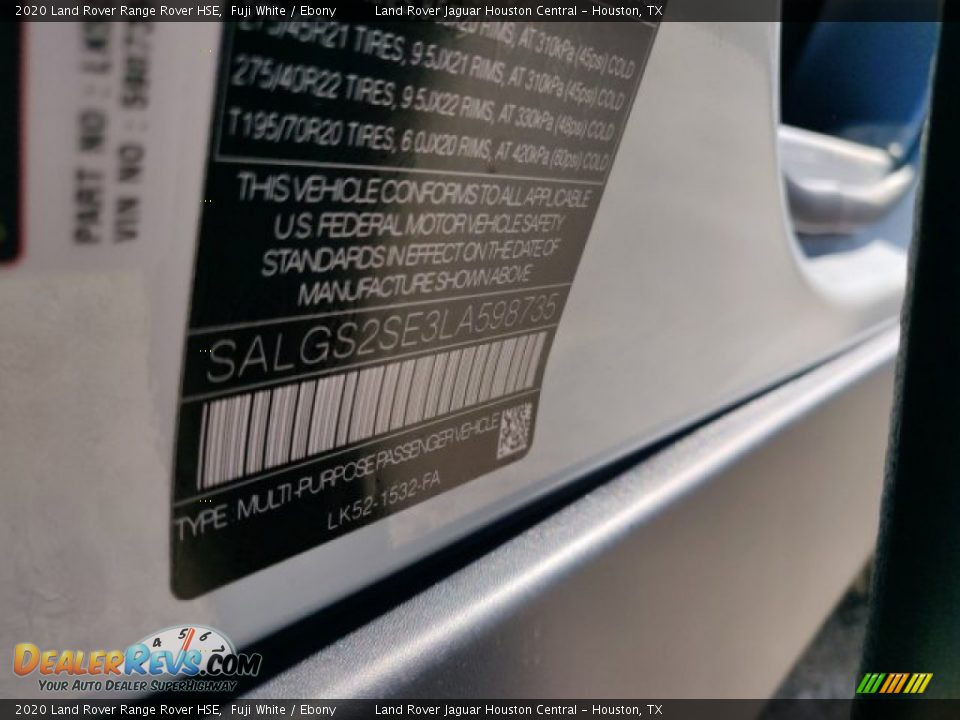 2020 Land Rover Range Rover HSE Fuji White / Ebony Photo #31