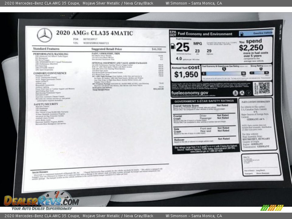 2020 Mercedes-Benz CLA AMG 35 Coupe Mojave Silver Metallic / Neva Gray/Black Photo #11