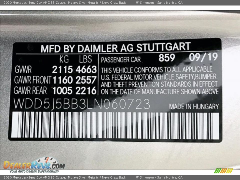 2020 Mercedes-Benz CLA AMG 35 Coupe Mojave Silver Metallic / Neva Gray/Black Photo #24
