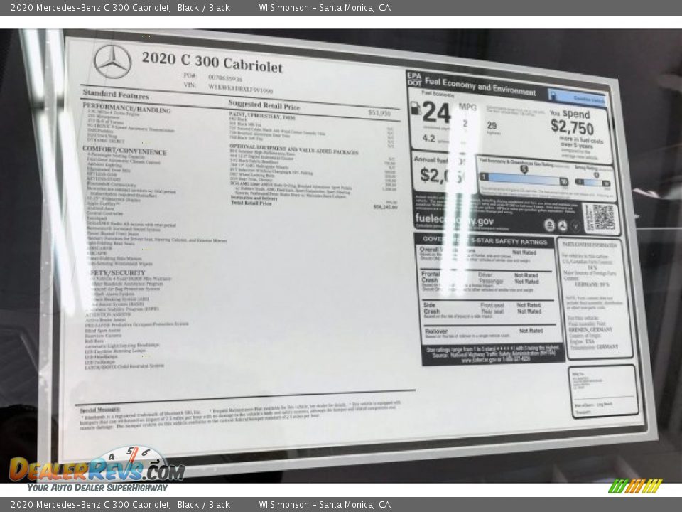 2020 Mercedes-Benz C 300 Cabriolet Black / Black Photo #10