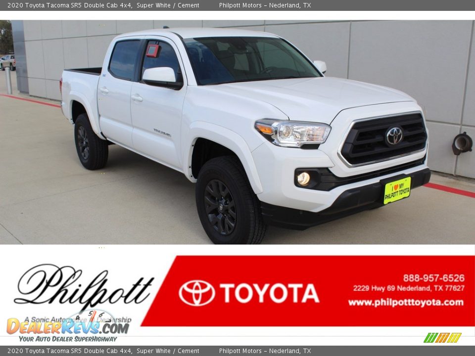 2020 Toyota Tacoma SR5 Double Cab 4x4 Super White / Cement Photo #1