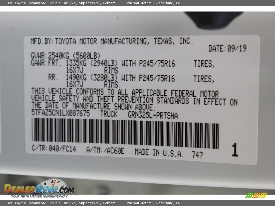 2020 Toyota Tacoma SR5 Double Cab 4x4 Super White / Cement Photo #24