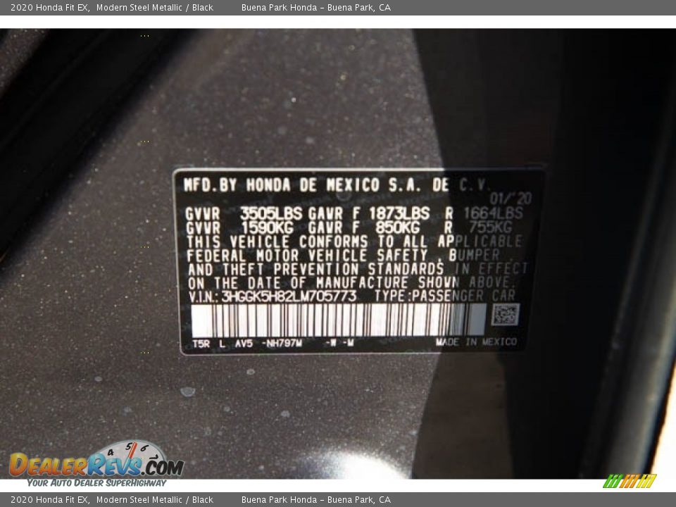 2020 Honda Fit EX Modern Steel Metallic / Black Photo #28