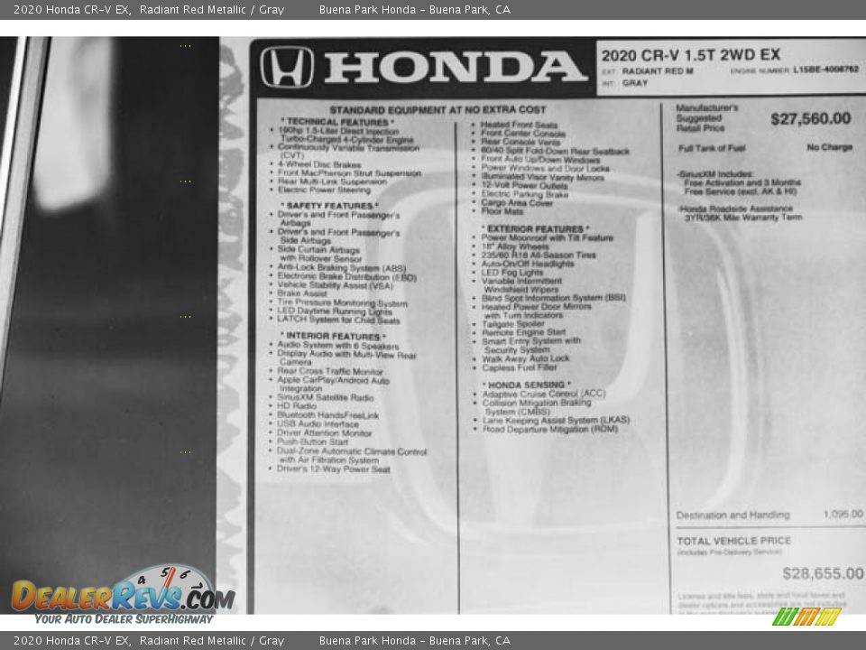 2020 Honda CR-V EX Radiant Red Metallic / Gray Photo #36