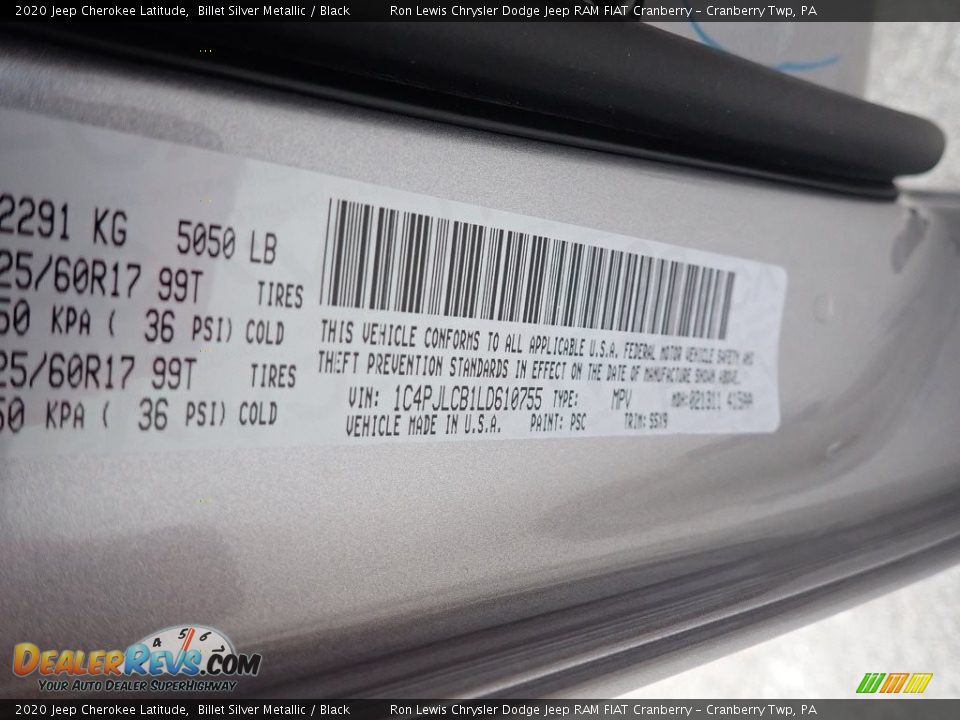 2020 Jeep Cherokee Latitude Billet Silver Metallic / Black Photo #15