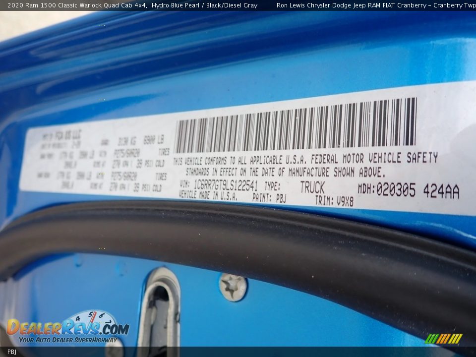 Ram Color Code PBJ Hydro Blue Pearl