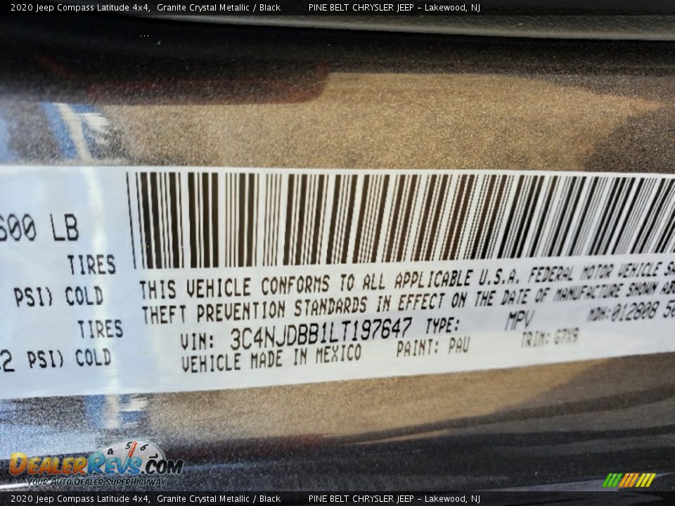 2020 Jeep Compass Latitude 4x4 Granite Crystal Metallic / Black Photo #12