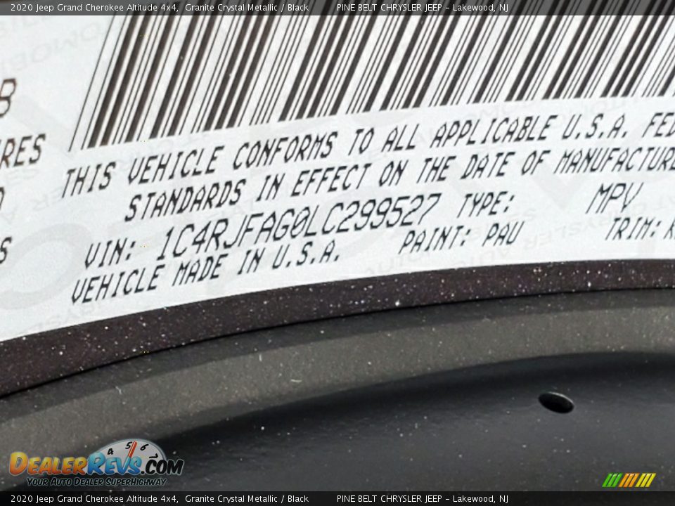 2020 Jeep Grand Cherokee Altitude 4x4 Granite Crystal Metallic / Black Photo #12