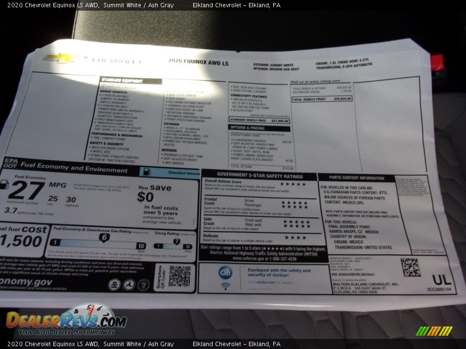 2020 Chevrolet Equinox LS AWD Summit White / Ash Gray Photo #27