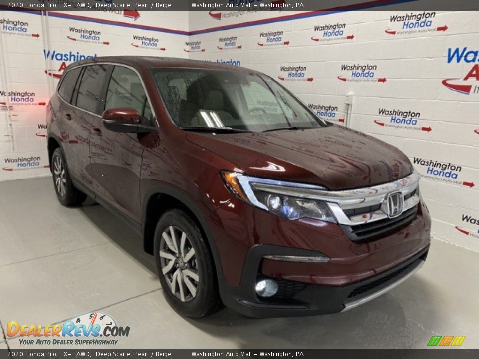 2020 Honda Pilot EX-L AWD Deep Scarlet Pearl / Beige Photo #2