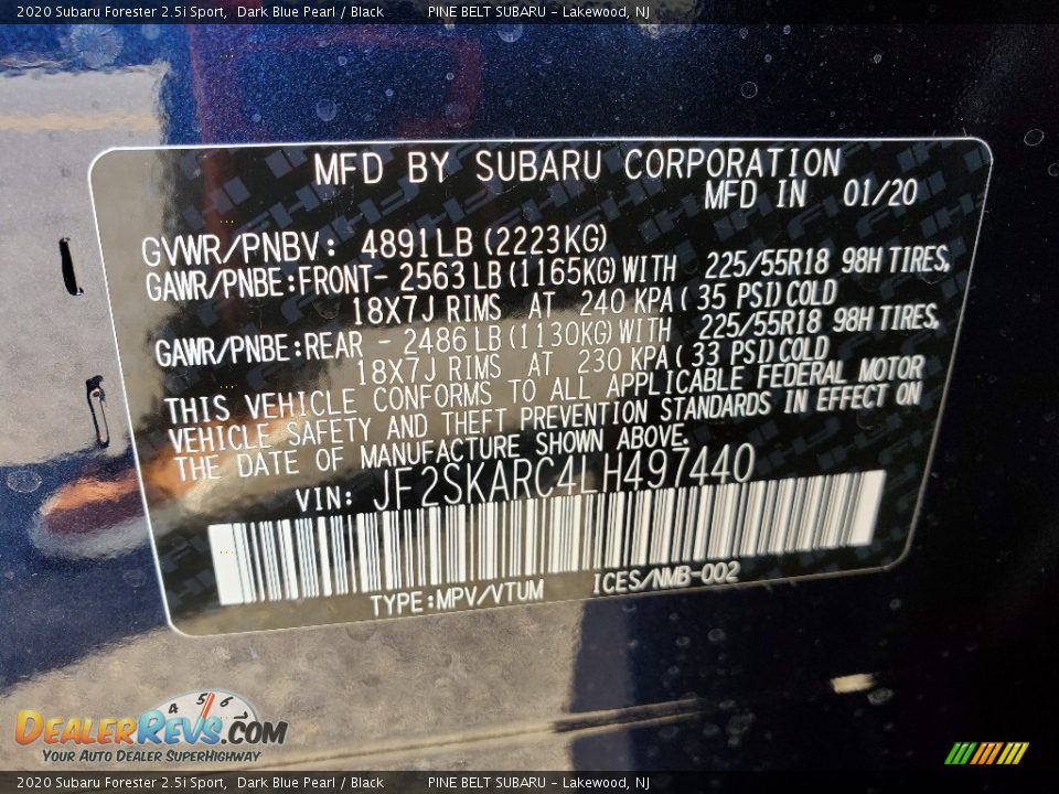 2020 Subaru Forester 2.5i Sport Dark Blue Pearl / Black Photo #12