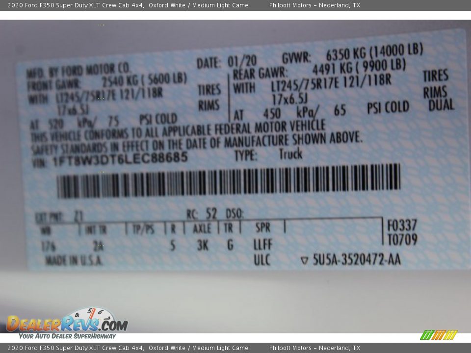 2020 Ford F350 Super Duty XLT Crew Cab 4x4 Oxford White / Medium Light Camel Photo #25