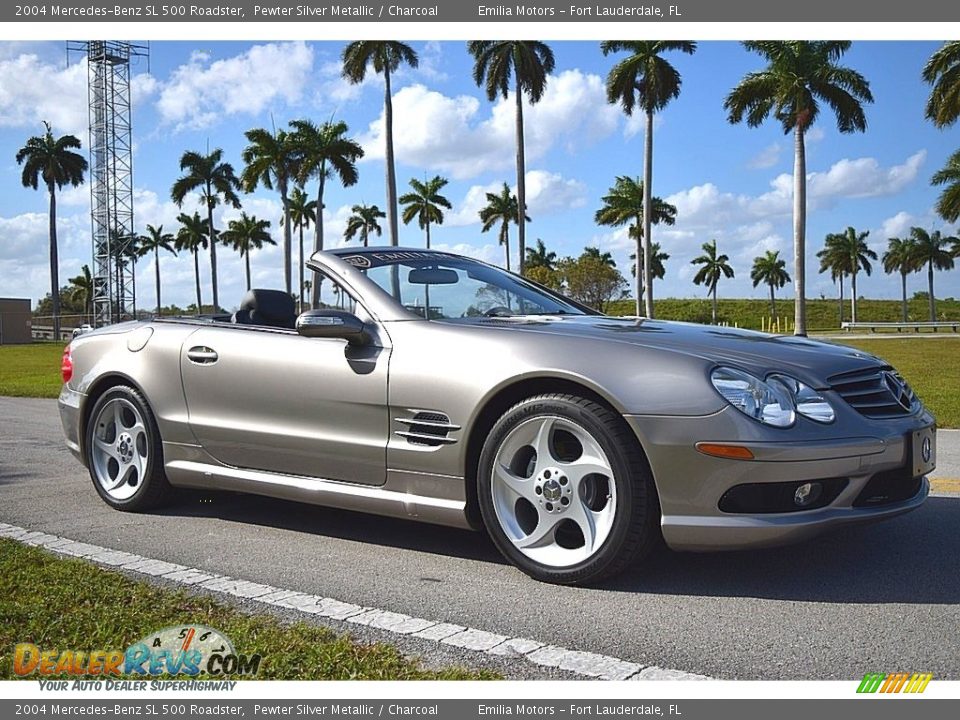 2004 Mercedes-Benz SL 500 Roadster Pewter Silver Metallic / Charcoal Photo #1