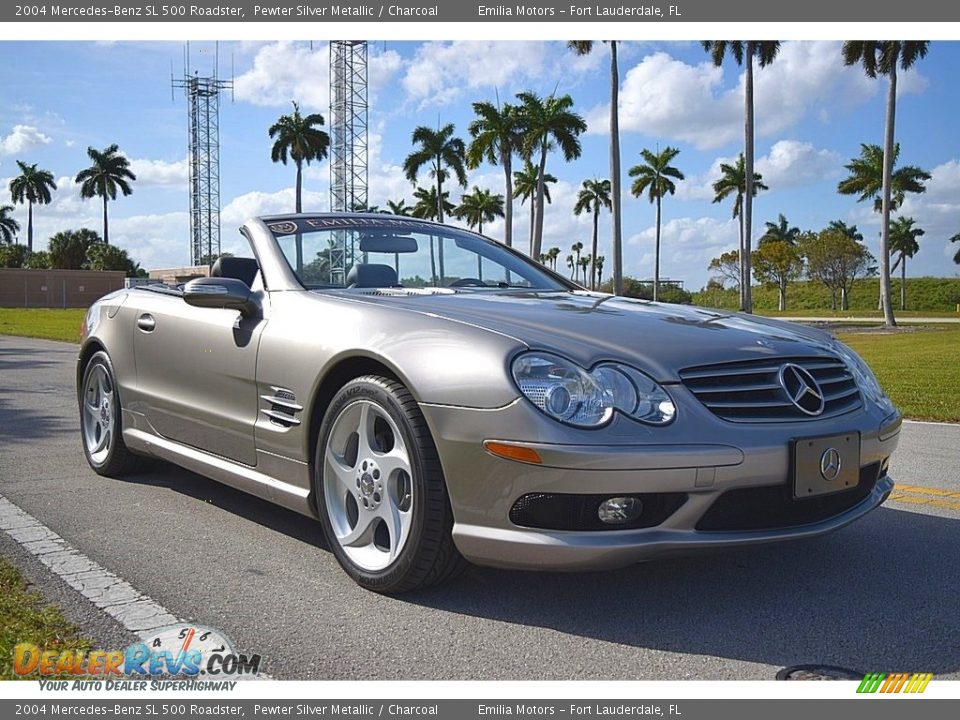 2004 Mercedes-Benz SL 500 Roadster Pewter Silver Metallic / Charcoal Photo #3