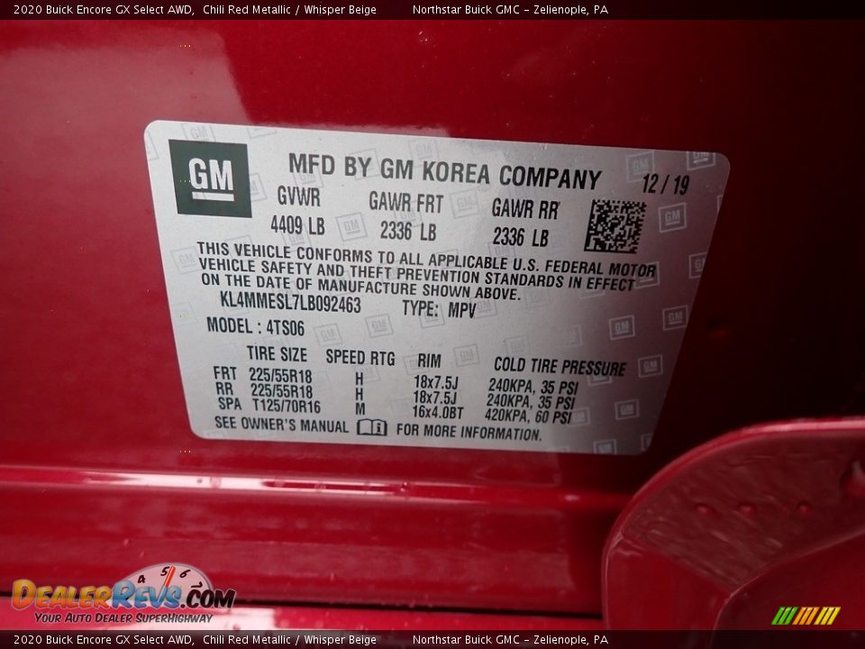 2020 Buick Encore GX Select AWD Chili Red Metallic / Whisper Beige Photo #12