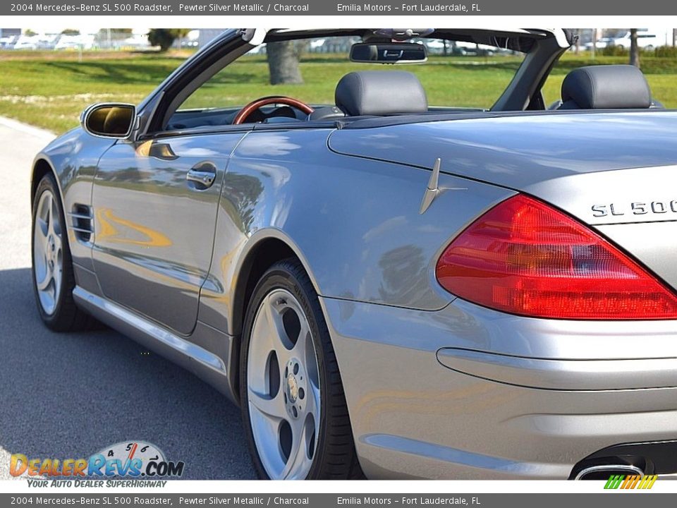 2004 Mercedes-Benz SL 500 Roadster Pewter Silver Metallic / Charcoal Photo #10