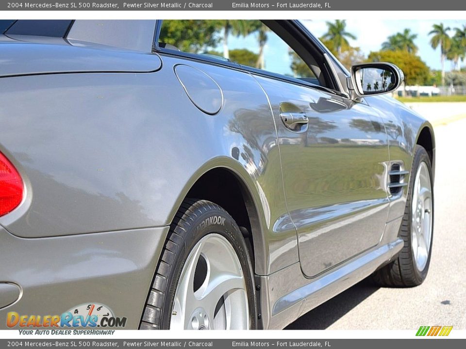 2004 Mercedes-Benz SL 500 Roadster Pewter Silver Metallic / Charcoal Photo #14