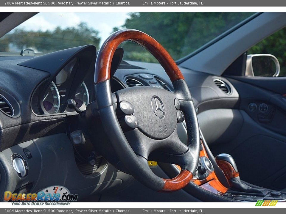 2004 Mercedes-Benz SL 500 Roadster Pewter Silver Metallic / Charcoal Photo #33