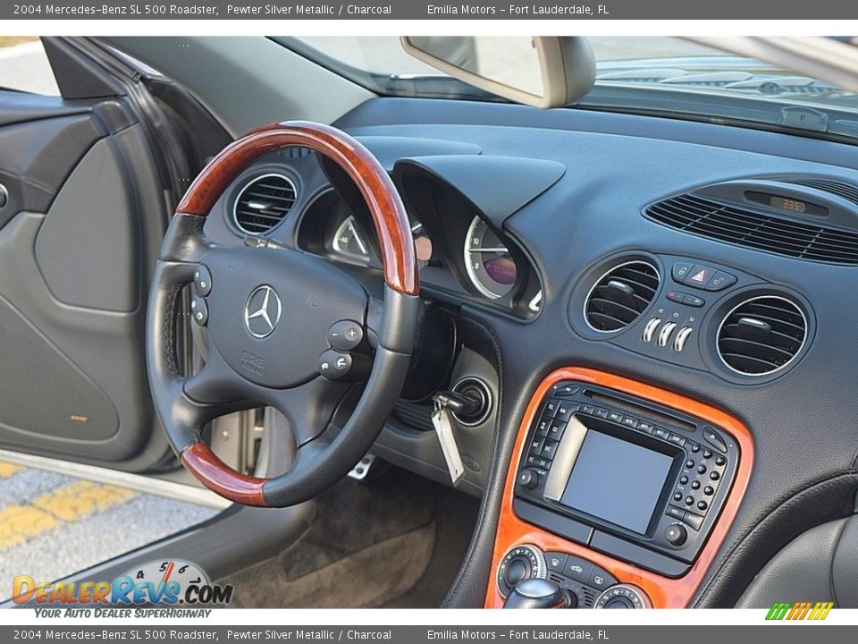 2004 Mercedes-Benz SL 500 Roadster Pewter Silver Metallic / Charcoal Photo #40