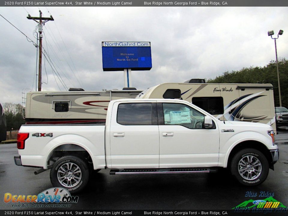2020 Ford F150 Lariat SuperCrew 4x4 Star White / Medium Light Camel Photo #6