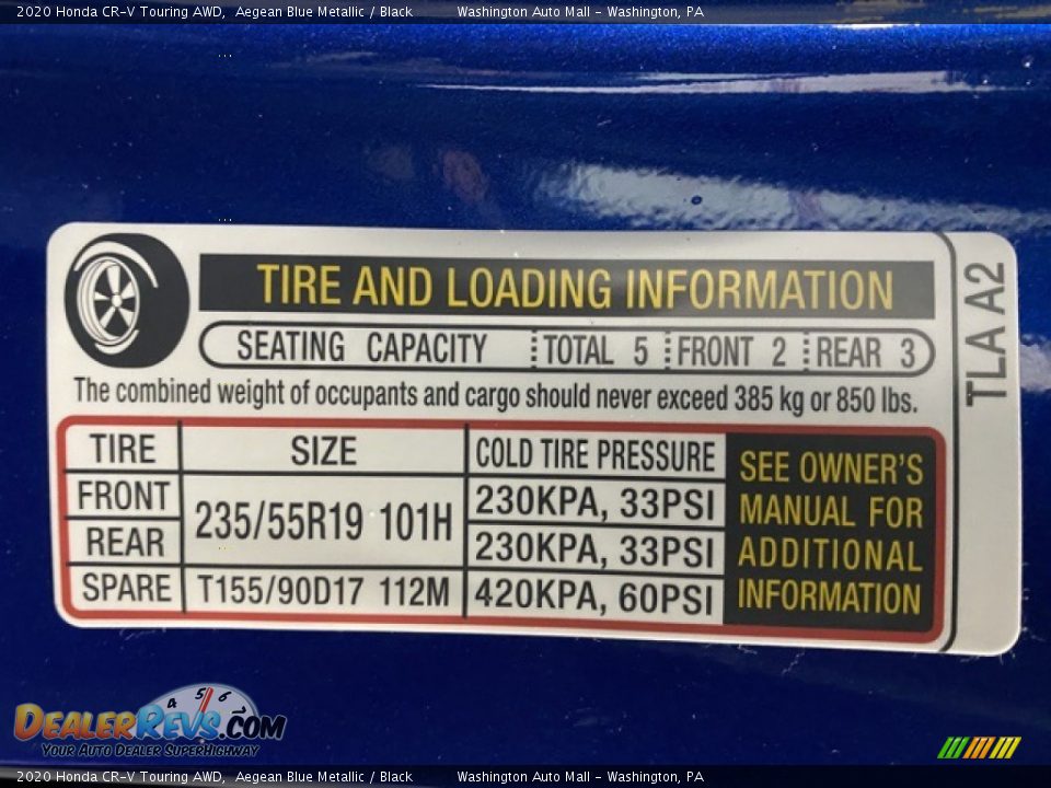 2020 Honda CR-V Touring AWD Aegean Blue Metallic / Black Photo #8