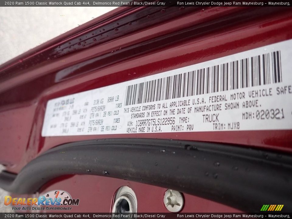 2020 Ram 1500 Classic Warlock Quad Cab 4x4 Delmonico Red Pearl / Black/Diesel Gray Photo #14