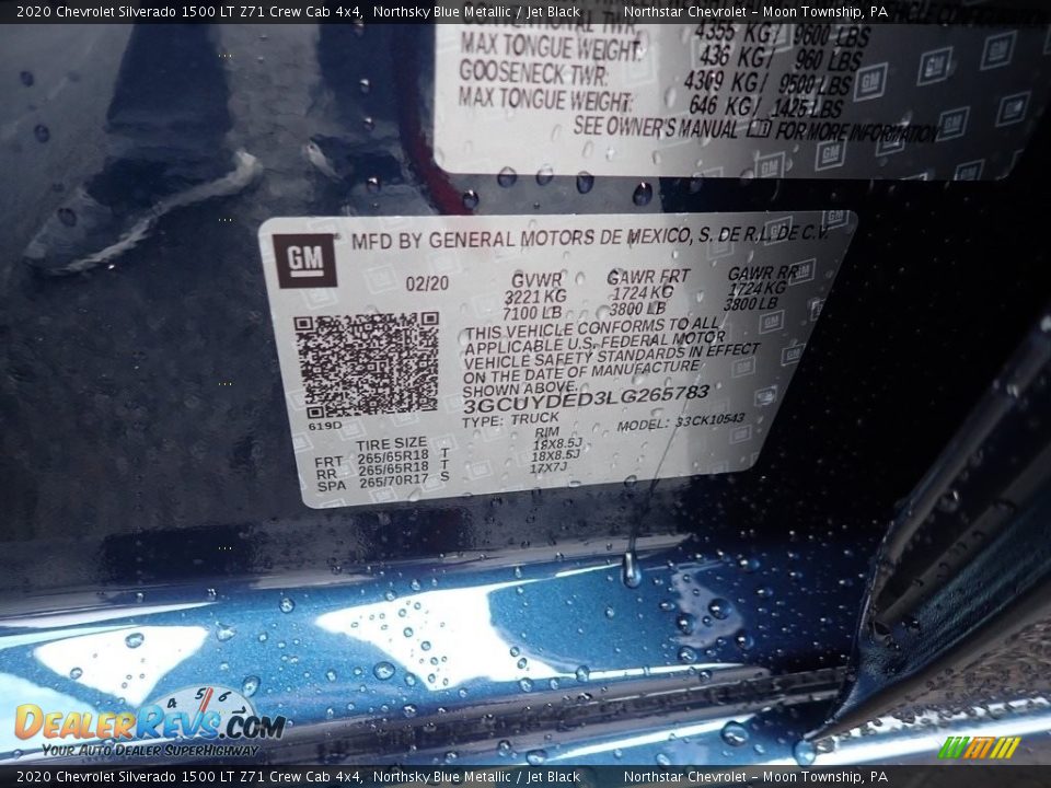 2020 Chevrolet Silverado 1500 LT Z71 Crew Cab 4x4 Northsky Blue Metallic / Jet Black Photo #15