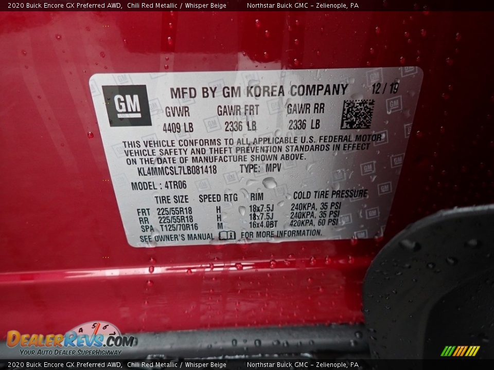 2020 Buick Encore GX Preferred AWD Chili Red Metallic / Whisper Beige Photo #11