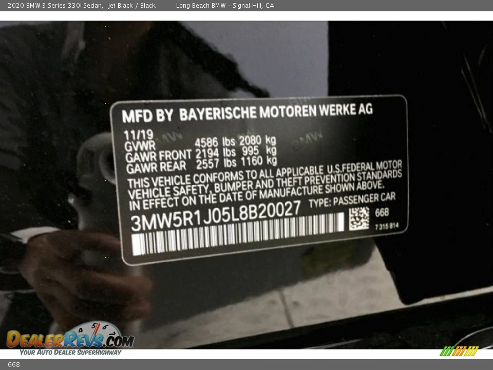 BMW Color Code 668 Jet Black