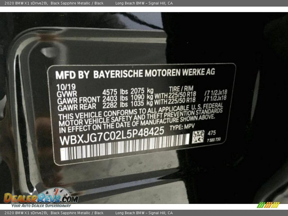 2020 BMW X1 sDrive28i Black Sapphire Metallic / Black Photo #19