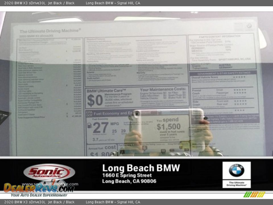 2020 BMW X3 sDrive30i Jet Black / Black Photo #10