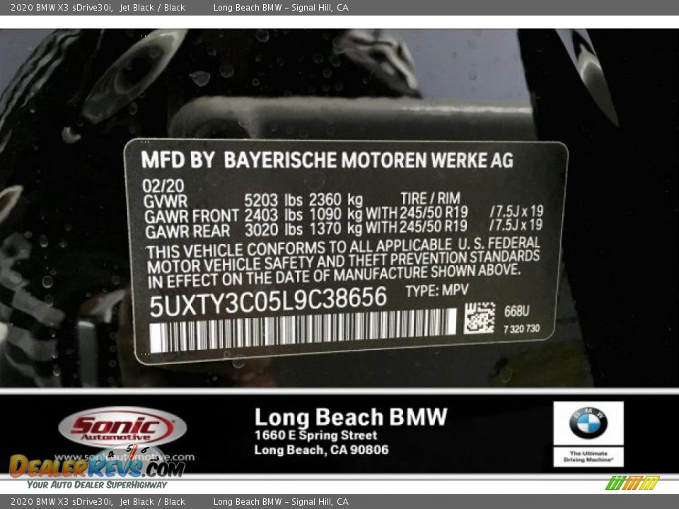 2020 BMW X3 sDrive30i Jet Black / Black Photo #11