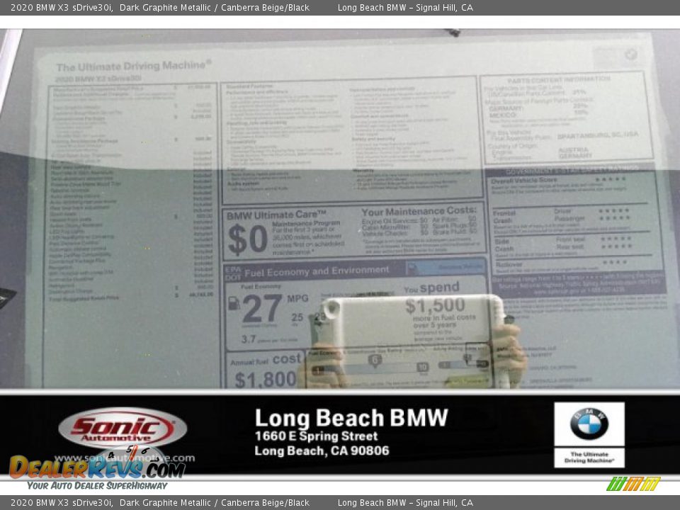 2020 BMW X3 sDrive30i Dark Graphite Metallic / Canberra Beige/Black Photo #10