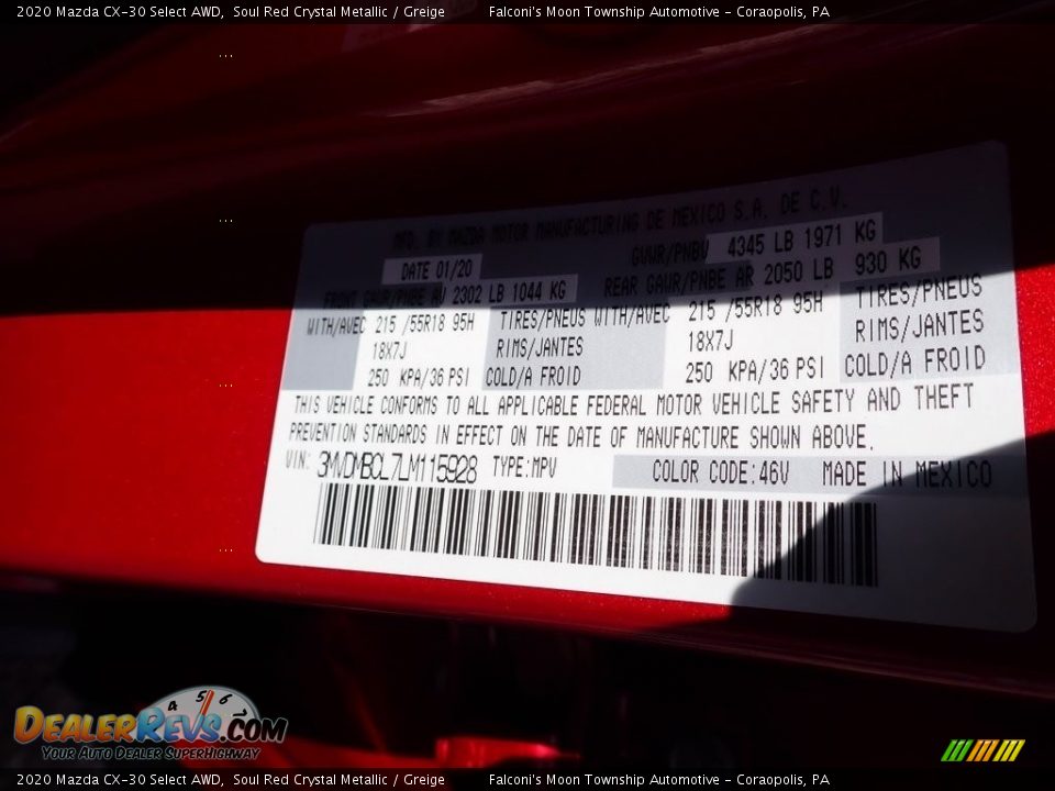 2020 Mazda CX-30 Select AWD Soul Red Crystal Metallic / Greige Photo #12