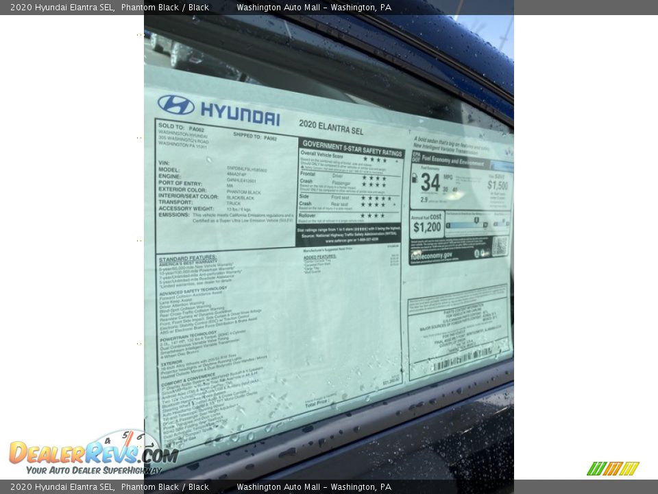 2020 Hyundai Elantra SEL Phantom Black / Black Photo #15