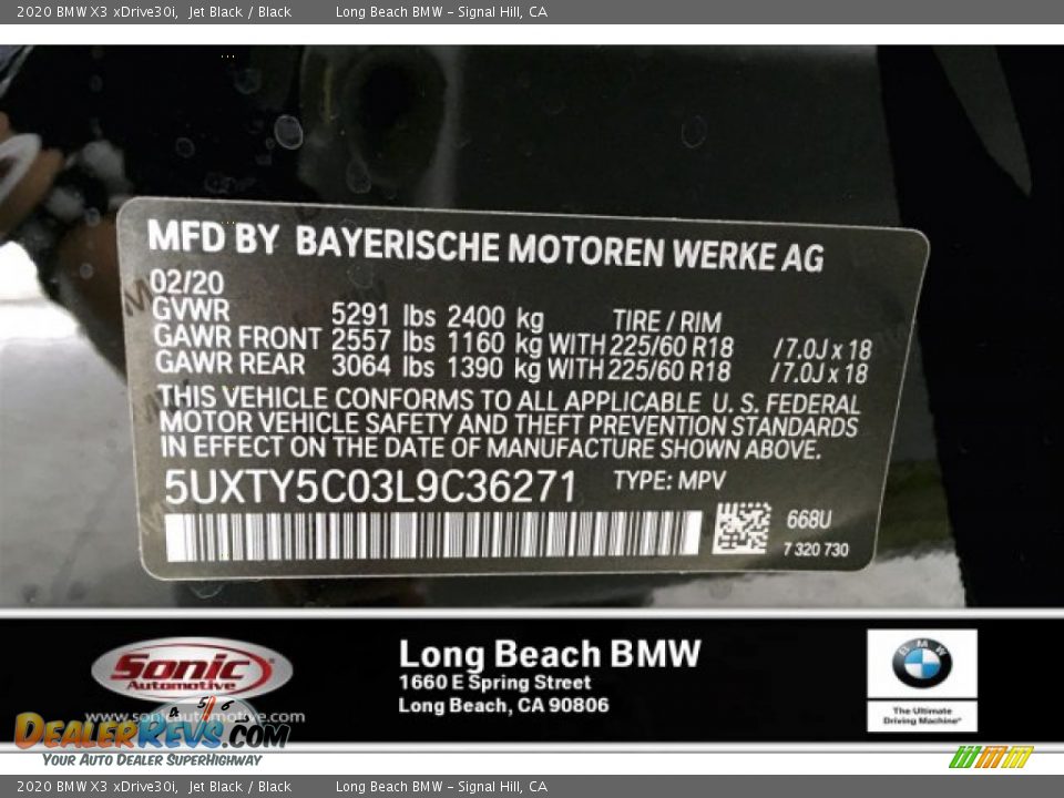 2020 BMW X3 xDrive30i Jet Black / Black Photo #10