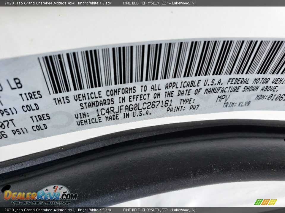 2020 Jeep Grand Cherokee Altitude 4x4 Bright White / Black Photo #12