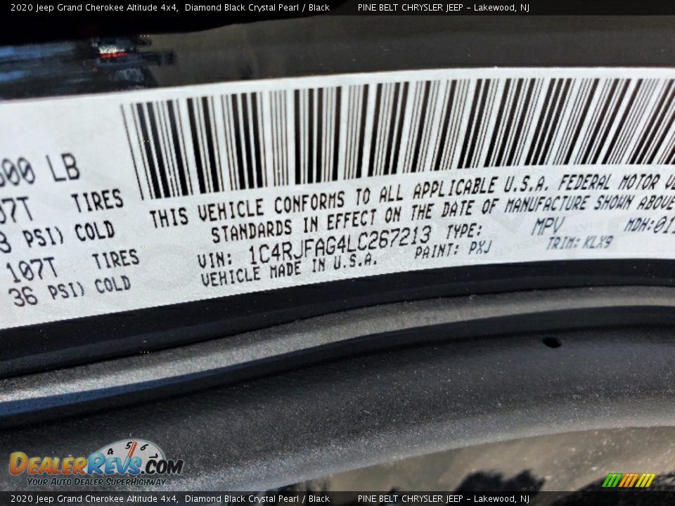 2020 Jeep Grand Cherokee Altitude 4x4 Diamond Black Crystal Pearl / Black Photo #12