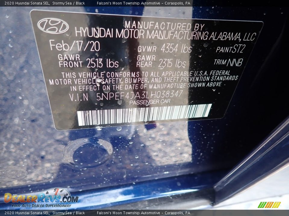 2020 Hyundai Sonata SEL Stormy Sea / Black Photo #12