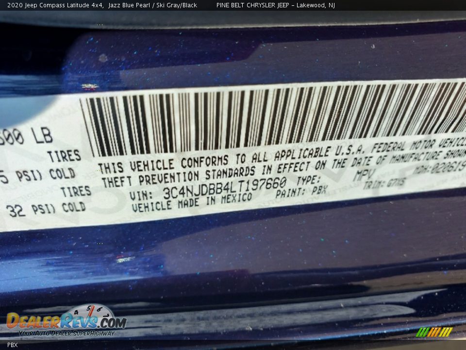 Jeep Color Code PBX Jazz Blue Pearl