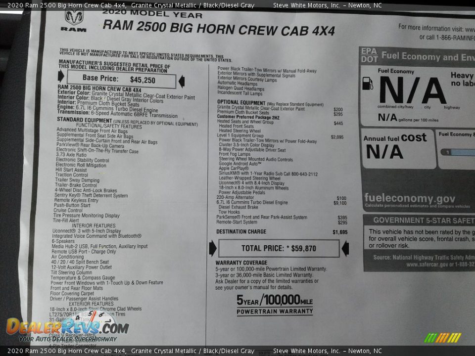 2020 Ram 2500 Big Horn Crew Cab 4x4 Granite Crystal Metallic / Black/Diesel Gray Photo #32