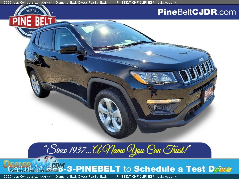 2020 Jeep Compass Latitude 4x4 Diamond Black Crystal Pearl / Black Photo #1