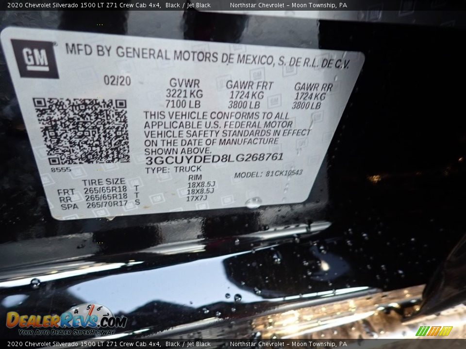 2020 Chevrolet Silverado 1500 LT Z71 Crew Cab 4x4 Black / Jet Black Photo #13