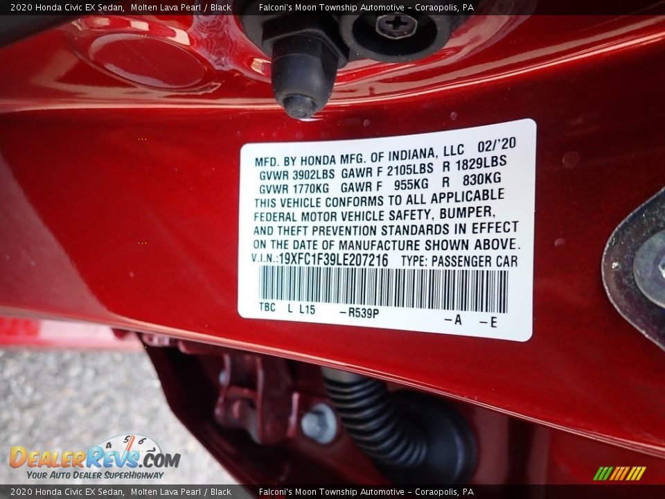 2020 Honda Civic EX Sedan Molten Lava Pearl / Black Photo #12